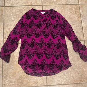 Candie's Pink Graphic 3/4 Sleeve Blouse with V Neck